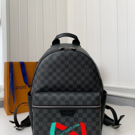 Louis Vuitton 24s New DISCOVERY Small Black Checker Backpack N40514. Top Quality Size: 29 * 38 * 20c