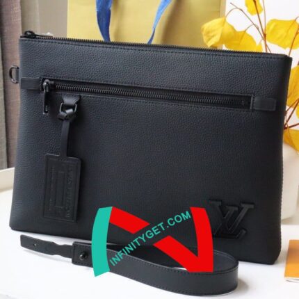 LOUIS VUITTON logo calfskin protective case clutch 30*22*5cm
