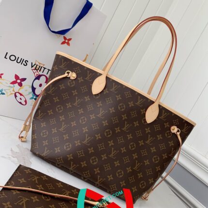 Louis Vuitton NEVERFULL Apricot Medium Shopping Bag M40995. Top Quality Size: 31 * 28 * 14cm